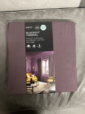 Next Mulberry Purple Cotton Blackout/Thermal Eyelet Lined Curtains 117 x 137cm