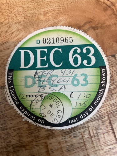 Vintage old tax disc december - vintage,
