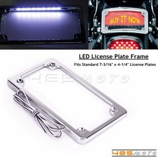 7"x4" License Plate Frame W/LED Light For Harley Cafe Racer Chopper Dyna Softail
