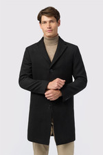 Black Overcoat Coat 100% Wool