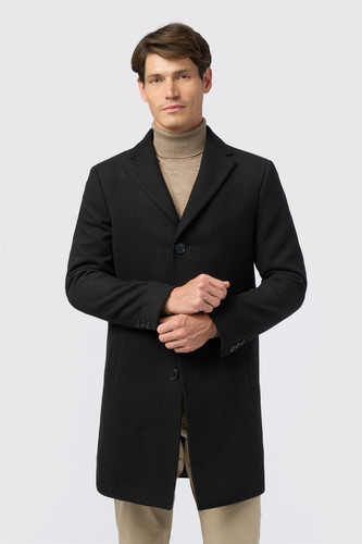 Black overcoat coat 100 wool - coat, 100%