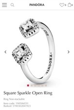 Pandora S925 ALE Cubic Zirconia Square Sparkle Open Ring Size 50