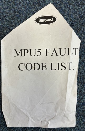 Original barcrest mpu5 fault - barcrest,
