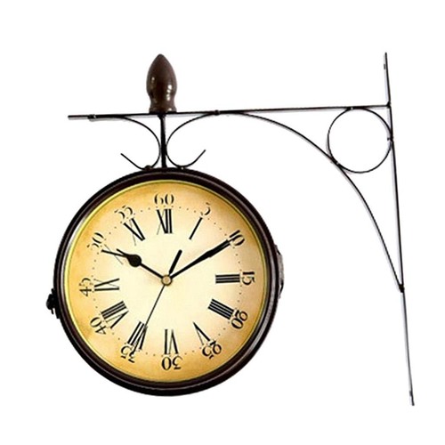 Sided hanging clock railway - clock,