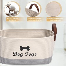 Dog Toy Storage Basket Large Portable Puppy Stuff Bin for Blankets Pet Toys