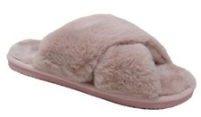 Open Toe Slippers Fluffy Faux