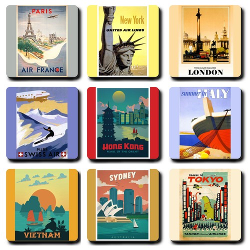 Vintage travel fridge magnets - vintage,