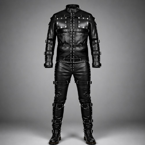 Men black leather - black,