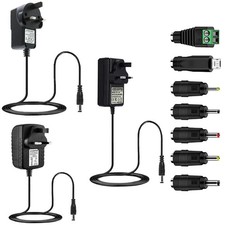 1A/2A/3A 12V DC UK Plug Power Supply Adaptor Transformer for LED Strips CCTV