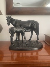 Horses, Horse Statue, Horse Figurine, Mother & Foal, Mare and Foal, Black, Metal