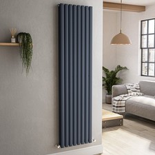 Sorrento Anthracite Vertical Oval Designer Radiator 1800x472mm Dou VD8-1800-DGCO
