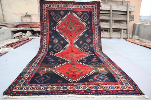 5x9 vintage turkish kazak navy - kazak,
