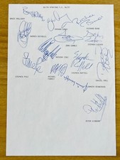 Hand Signed A4 Team Sheet - Blyth Spartans FC 1996/97 season - 13 signatures