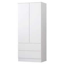 Combi Wardrobe 2 Door 2 drawer Matt White Scratch Resistant Soft Close