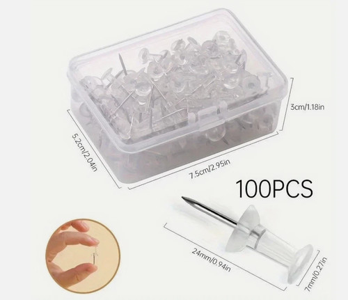 100pcs clear thumb tacks push - 100pcs,