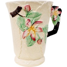 Carlton Ware Floral Mug Brown Handle Decorative Ceramic 11cm High