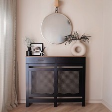 Radiator Cover MDF Wood Grill & Shelf Storage Drawer Black White Covering