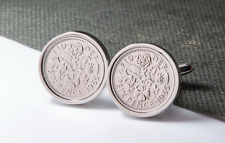 1965 60th Birthday Lucky Sixpence 6d Coin Cufflinks - Heads & Tails