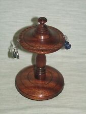 WOODEN EARRING STAND DARK OAK
