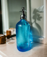 Antique Art Deco JC Cukierman Czech Cobalt Blue Seltzer Bottle