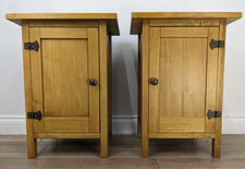 BEDSIDE TABLES Pair Classic Pine Bedroom Cabinets Single Door Shelved Cupboard
