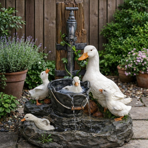 Duck water fountain garden - fountain,