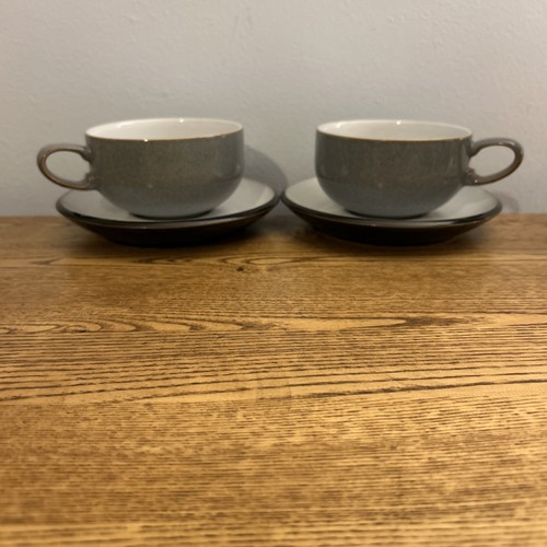 Denby jet grey cups saucers - denby,
