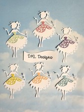 Die Cut cuts card topper white fairy with pastel apron x 6 fairy jar