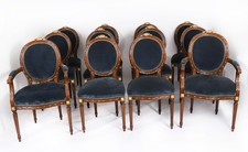 Vintage Set 12 Louis XIV Revival Upholstered Back Dining Chairs 20th Century