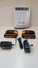 2x Worx 20v batteries WA3551.1 and WA3760 charger BRAND NEW