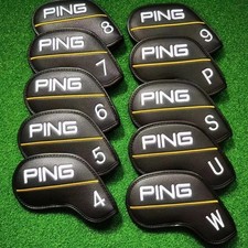 “10PCS” Golf Club Iron Head Cover PING Classic Yellow-Line 4-9+PWUS Magnetic OFF