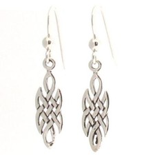 Sterling Silver Celtic Irish Knot Work Drop Earrings - Dangle Dangling Style 925