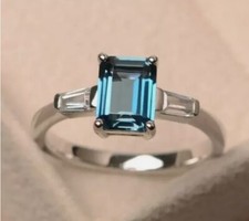 NEW CLASSIC SILVER RING WITH A TOPAZ COLOUR BLUE STONE GENUINE BARGAIN ALL SIZES