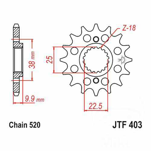 Front sprocket tooth 520 - sprocket, 15