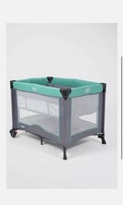 Blue travel cot with mattress 