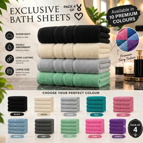 Luxury bath sheets - 4, pack