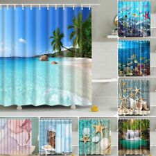 Waterproof Polyester Fabric Bathroom Shower Curtain Sheer Panel Decor 12 Hooks