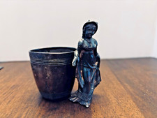 Antique Derby Silver Co. Silverplate Figurative Toothpick Holder w/ Girl  3.25"