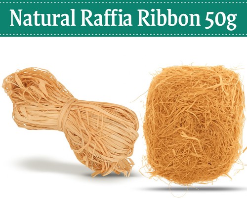 50g natural brown raffia - 50g,