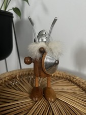 Vintage Scandinavian Wooden Viking Figure Mid Century Modern Nordic Design