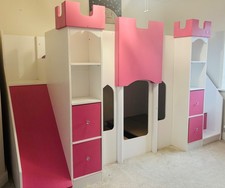 Princess double bunk Bed With A Slide and stairs 