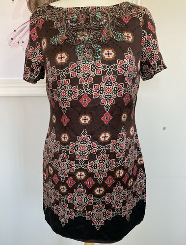 Monsoon brown geometric beaded - monsoon,