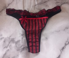 Red Black Striped Thong Tanga