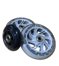 x3 GREY/BLACK WHITE FLASHING LED push scooter wheels 120mm x 25mm/ 80mm x20mm 