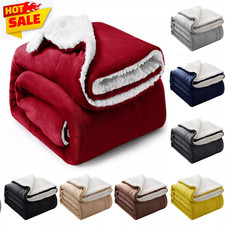 Fluffy Sherpa Fleece Blanket Thick Mink Warm Sofa Bed Throw Double King Sizes UK