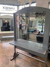 Hairdressing Salon Station / Section Steel With Footrail, Dryer/tool Holder