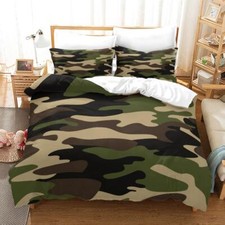 Camouflage Army Quilt Duvet Cover Bedding Set Combat Pillowcase Single Double