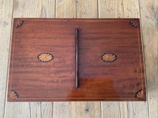 Antique Victorian Georgian Inlaid Mahogany Cutlery Box Housekeepers Tray And Key