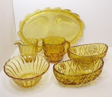 6x AMBER Vintage Art Deco