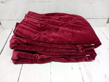 Large Cotton Velvet Heavy Lined Curtains Burgundy Red Vintage 90s - 90"W x 60"D